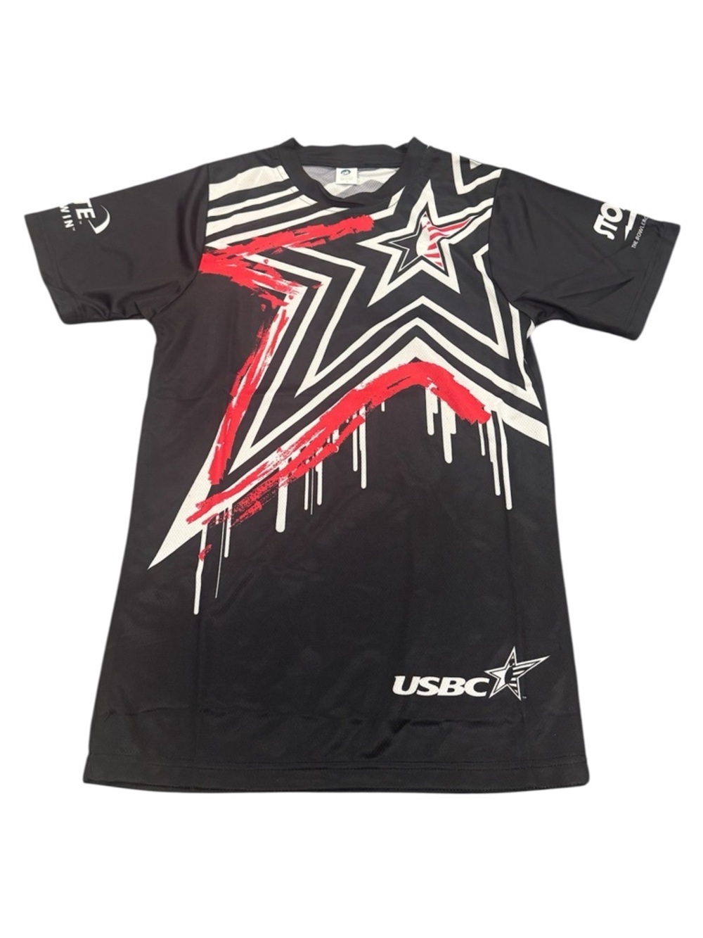 USBC Bowling Jersey Shirt Adult Small S Black Red White Storm Ebonite Star PK